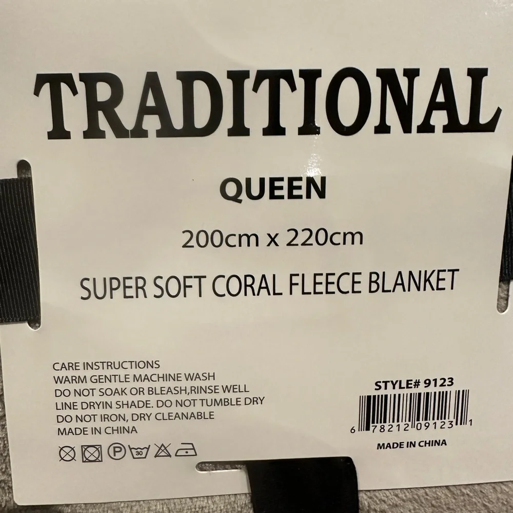 Queen Traditional Blanket Super Soft Coral Fleece Natural Almond